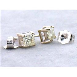 14kw Gold Earrings with Princess Cut Diamonds (0.89 ct)