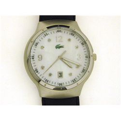 LACOSTE WOMEN'S Black CALFSKIN DIAMOND WATCH