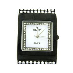Croton Women's Quartz Mother-of-Pearl Crystal Leather Strap Watch