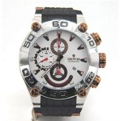 Croton Stainless Steel Chronograph Rubber Strap Watch