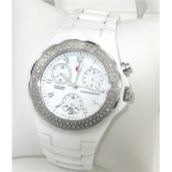 Michele Stainless Steel Diamond Chronograph Watch