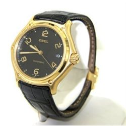 Ebel 18K Yellow gold Date Just Leather Strap Watch