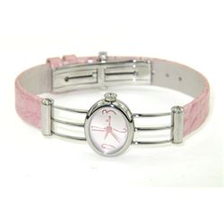 Milus Stainless Steel Pink Leather Strap Watch