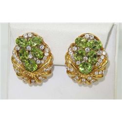 18K Yellow Gold Peridot & Diamond Earrings