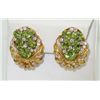 Image 1 : 18K Yellow Gold Peridot & Diamond Earrings