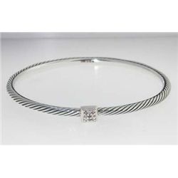David Yurman Silver, Diamond Bangle