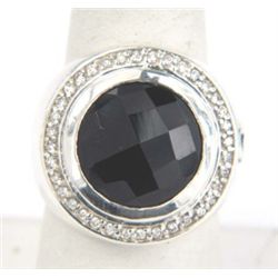 David Yurman Silver, Onyx & Diamond Ring