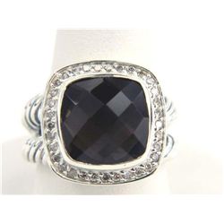 David Yurman Silver Smoky Topaz Diamond Ring