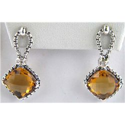 David Yurman Silver Citrine & Diamond Earrings