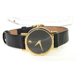 Movado Stainless Steel Leather Strap Watch