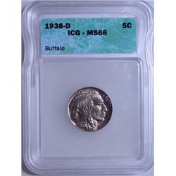 1938-D Buffalo Nickel ICG MS-66