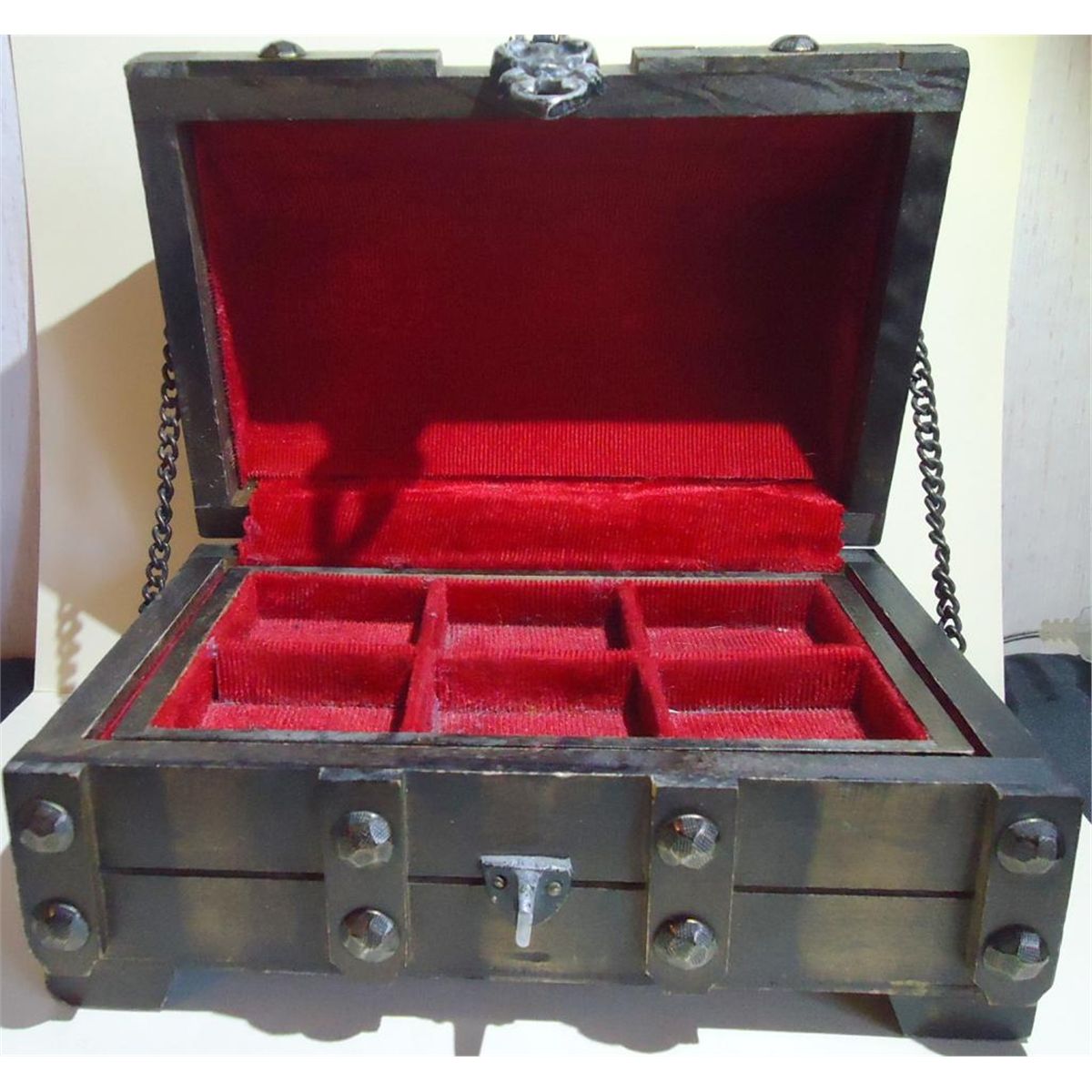 Treasure Chest Jewelry Box Red Interior
