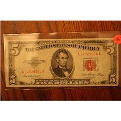 1953 $5 red seal