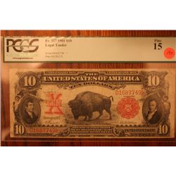 1901 $10 bison pcgs graded fine15