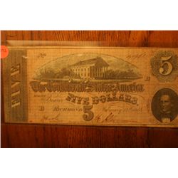 1864 $5 confederate note