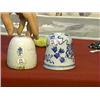 Image 1 : Two unusual and heavy, antique Chinese or possibly Korean, blue and white porcelain scroll weights, 