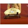 Image 1 : Scrimmed whale's tooth with well-detailed sailing ship and whale motif, wood stand