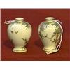 Image 1 : Pair of old miniature Japanese Satsuma vases (small rim repair to one): wisteria and bamboo designs,