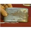 Image 1 : Old, Japanese sterling silver cigarette case with well-detailed mixed metal Fujisan and temple desig
