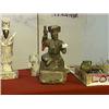 Image 1 : Chinese, late Ming Dynasty, carved and lacquered wood temple figure holding a book and a cup (flaws)