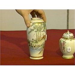 Old Japanese, Satsuma vase with design of birds and flowers in bamboo, early 20th Century, signed