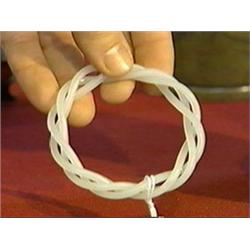 Very finely carved, Chinese pure white jade triple "twist" bangle bracelet (crack to one section)