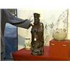 Image 1 : Well-detailed and carved, old and tall, Chinese hardwood figure of a standing bearded sage holding a