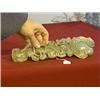 Image 1 : Very elaborately carved and probably old, Chinese yellowish hardstone naturalistic form ruyi with ru