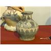 Image 1 : Large, Chinese Han Dynasty, painted pottery vase (hu) with archaistic dragon designs and moulded ani