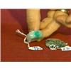 Image 1 : 18K gold-mounted, green and rust color jadeite pendant, together with a jadeite saddle ring (color p