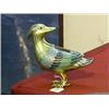 Image 1 : Very unusual and antique, Chinese champleve enamel and gilt bronze censer in the form of a duck (sma