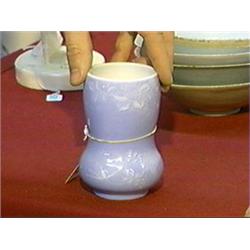Fine, old Japanese studio porcelain cabinet vase, molded floral designs, signed Matsukaze