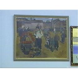 Charming and very well-detailed, Chinese contemporary oil on canvas painting of children and adults 