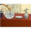 Image 1 : Three pieces of Chinese, Ming Dynasty blue and white: Swatow dish with bird (rim chip), foliate dish