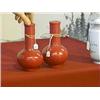 Image 1 : Pair of Chinese, pink monochrome Peking glass bottle vases, both with incised Ch'ien Lung seal marks