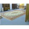 Image 1 : Fine old Persian wool rug, Kerman, approximately 9 1/2' x 13 1/2', floral designs with pale green gr