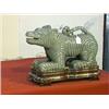 Image 1 : Massive and very unusual, Chinese carved green jade, somewhat archaistic model of a dog on all fours