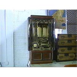 Antique Japanese, two-section shrine, elaborately carved and gold lacquered interior (some small fla