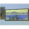 Image 1 : Pair of well painted antique Japanese miniature/doll screens: each six-fold with colors on gilt pape