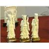 Image 1 : Group of three, well-carved and detailed, Chinese ivory figures of bearded gods or scholars, each ho