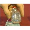 Image 1 : Antique Chinese, inside painted and carved red overlay glass snuff bottle with figures in landscape,