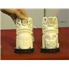 Image 1 : Pair of very well-carved and detailed, Chinese ivory masks of an emperor and an empress, wood stands