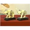 Image 1 : Pair of well-detailed, Chinese bone mosaic models of elephants with repousse, braided and "jeweled" 