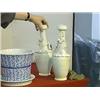 Image 1 : Two tall, Chinese Sung Dynasty Ying Ching glazed funery urns, the ribbed necks each with applied coi