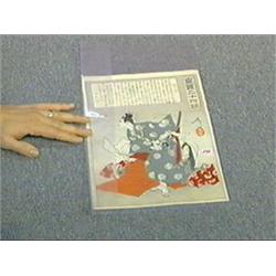 Antique Japanese woodblock print by Yoshitoshi, "Kusonoki Tatewaki Masatsura rescuing Ben no Naishi"
