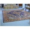 Image 1 : Very large and colorful, Sarouk navy-blue and red wool rug with all over elaborate scrolling foliage