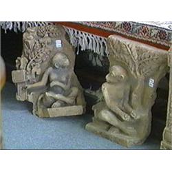 Pair of well-detailed, Southeast Asian terracottas, both with monkey under a tree designs (probably 
