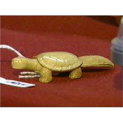 Well detailed, carved ivory (probably fossil) netsuke of a sea bream turtle (minogame), signed Lee a