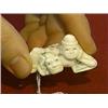 Image 1 : Two well-carved and detailed, ivory figural netsuke: seated beauty and reclining man with mask; both