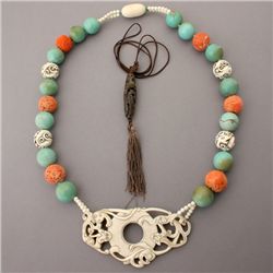 COLLECTION OF TWO ASIAN MOTIF NECKLACES.